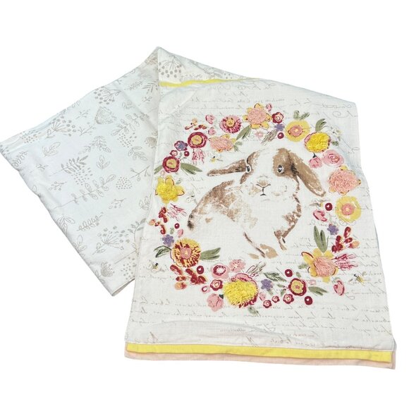 Pier 1 Imports Other - Pier 1 Imports Floral Embellished Easter Bunny Rabbit Table Runner 70"x12”